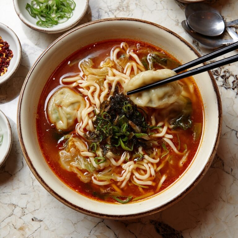 Kimchi and Dumpling Noodle Soup Recipe
