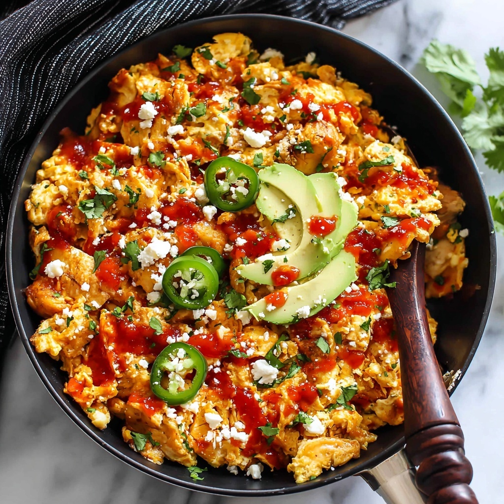 Migas Breakfast Scramble with Queso Fresco, Avocado, and Cilantro Recipe - Recipe Image