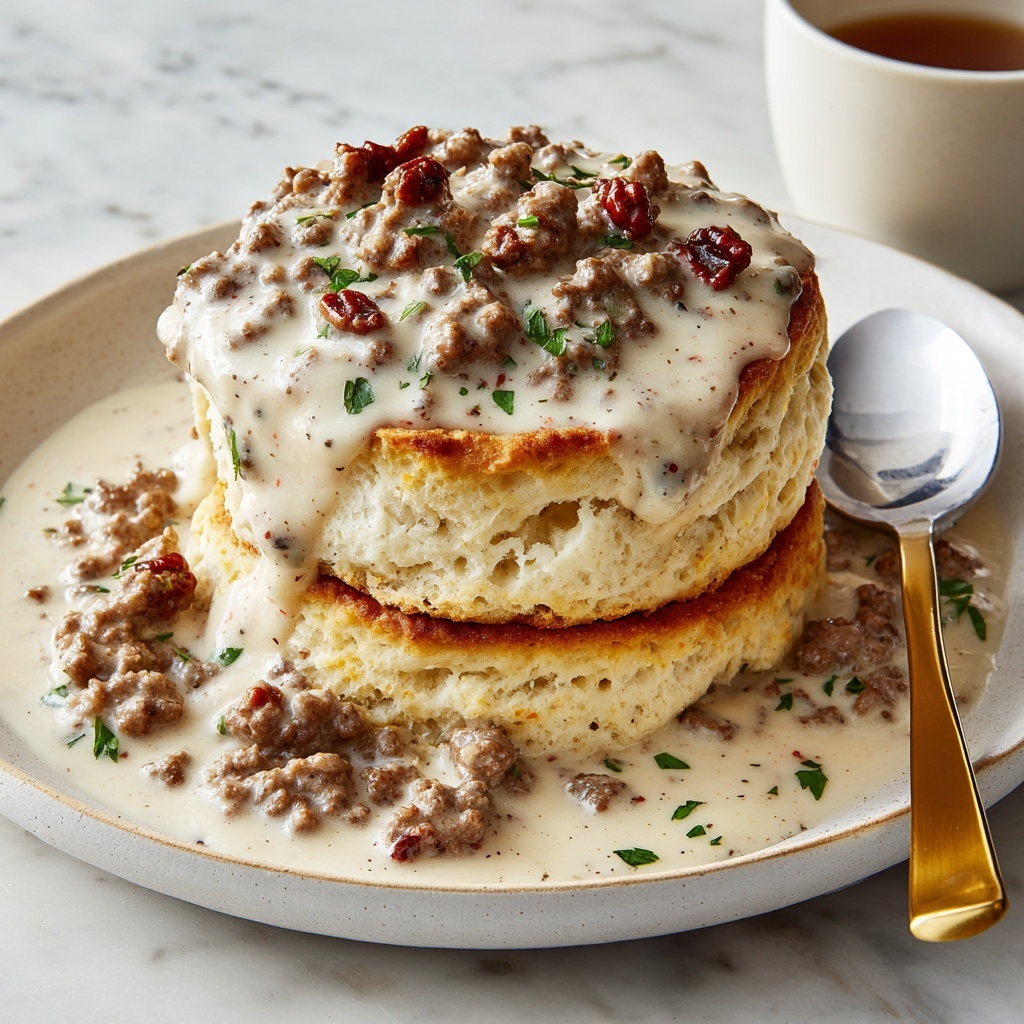 Biscuits and Chorizo Gravy: A Comforting Breakfast Twist Recipe - Recipe Image