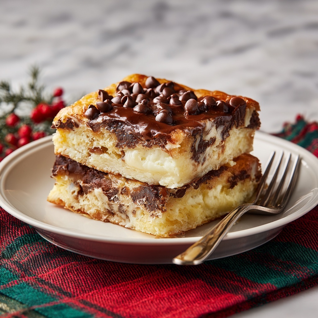 Croissant Breakfast Bake with Chocolate Chips and Cream Cheese Recipe - Recipe Image