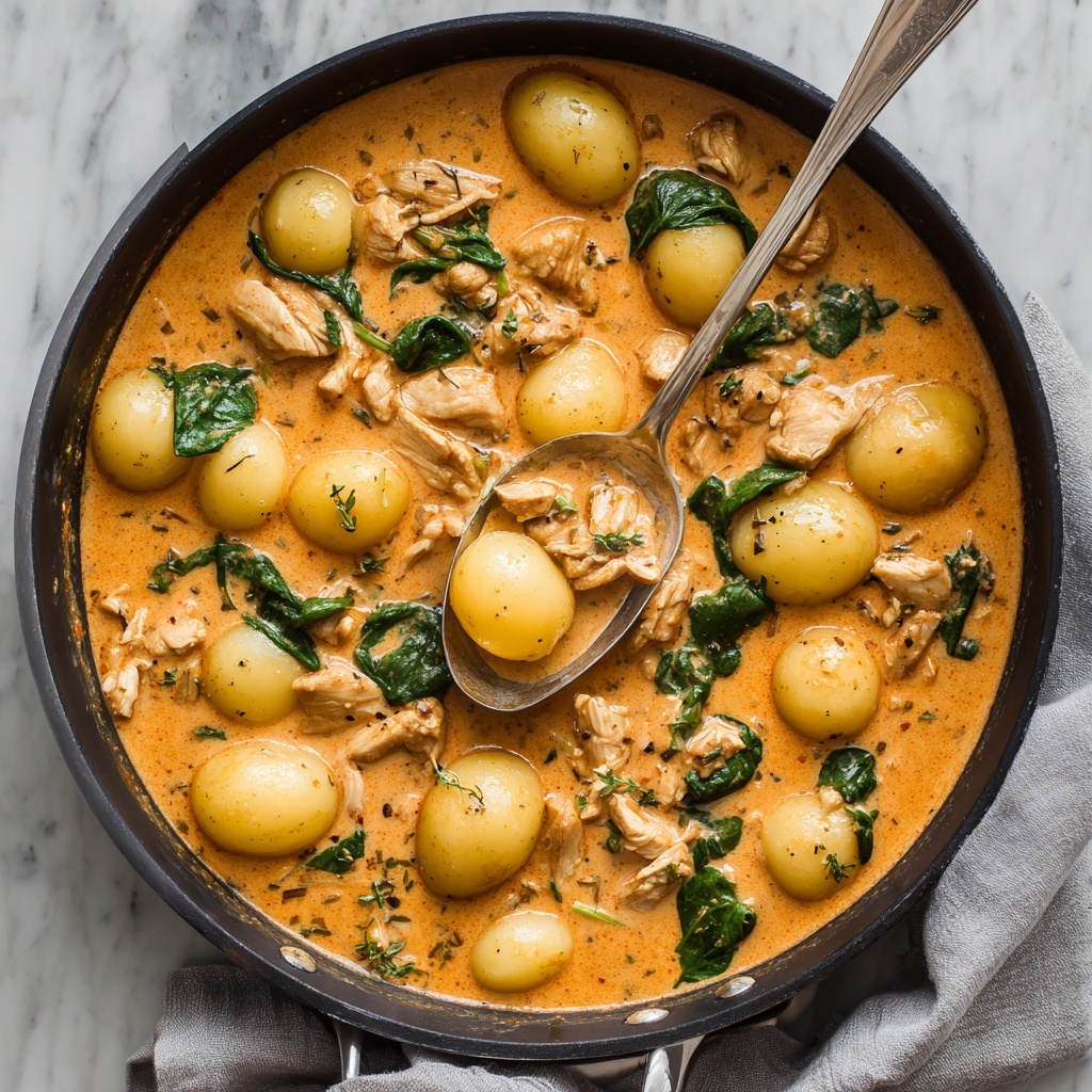 Creamy Chicken and Gnocchi Skillet with Sun-Dried Tomatoes and Spinach Recipe - Recipe Image