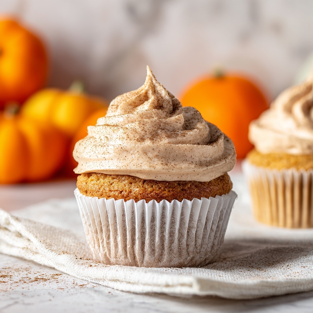 Pumpkin Cupcakes with Cinnamon Cream Cheese Frosting Recipe - Recipe Image
