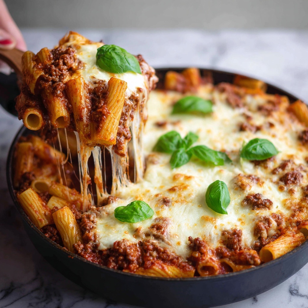 Baked Ziti with Ground Beef, Ricotta, and Mozzarella Recipe - Recipe Image