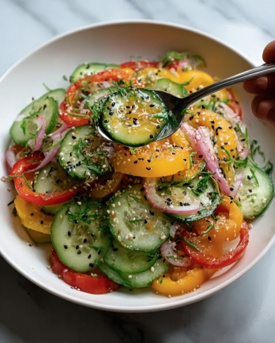Pickled Cucumber, Onion, and Bell Pepper Salad Recipe - Recipe Image