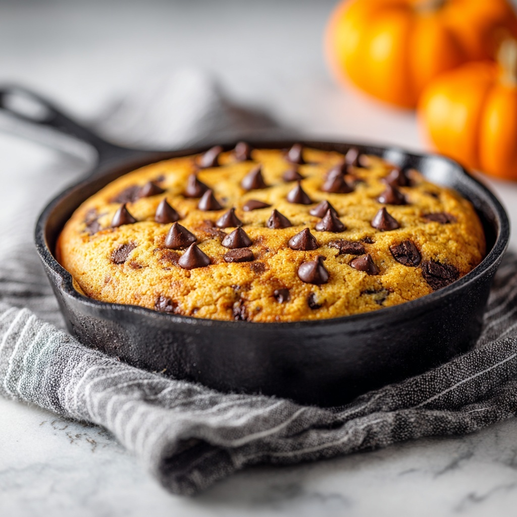 Pumpkin Chocolate Chip Skillet Cookie Recipe - Recipe Image