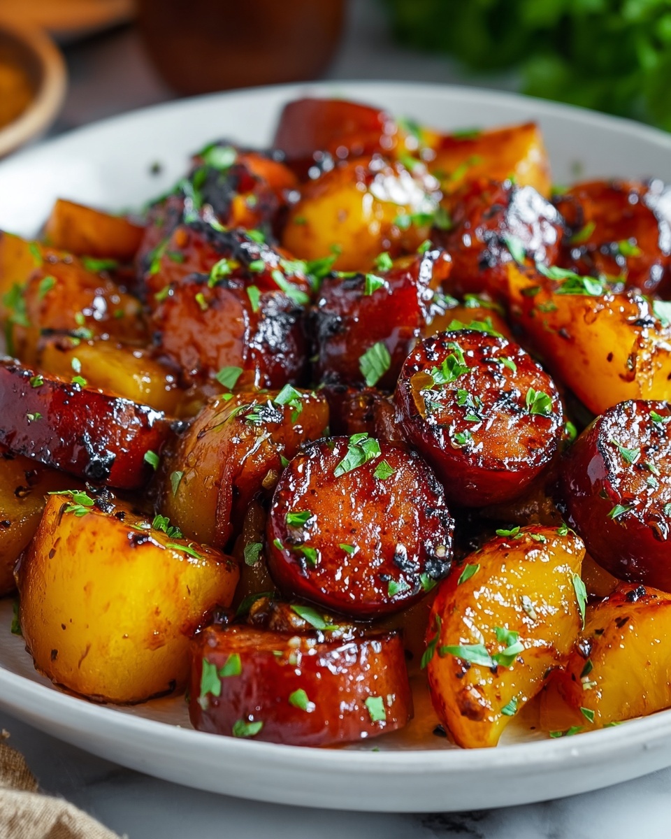 Honey Garlic Sausage and Roasted Potatoes Recipe - Recipe Image