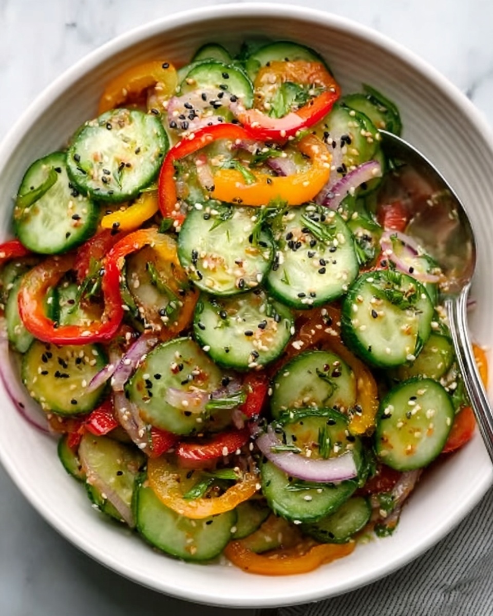 Pickled Cucumber, Onion, and Bell Pepper Salad Recipe - Recipe Image